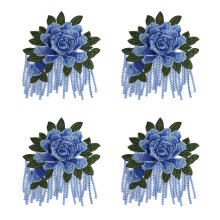 Dekorative Stoffapplikationen mit Blumenmuster, ideal für-Blau