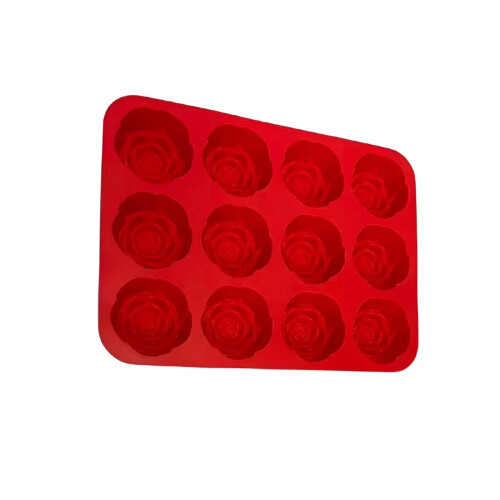 12-teilige Rosen-Silikon-Backformen, perfekt für-Rot