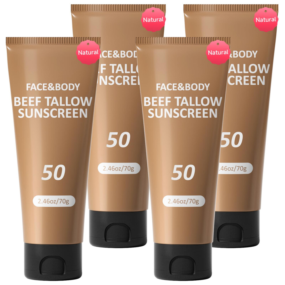 Hzenppor Beef Tallow Sunscreen, Sunscreen For Face, Natural Reef Safe Sunblock For Face Body, Non Greasy Clean Travel Sun Screen Sunblock For Sunmmer Outdoor T