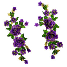 Water Soluble Embroidered Fabric Applique Sewing on-Purple