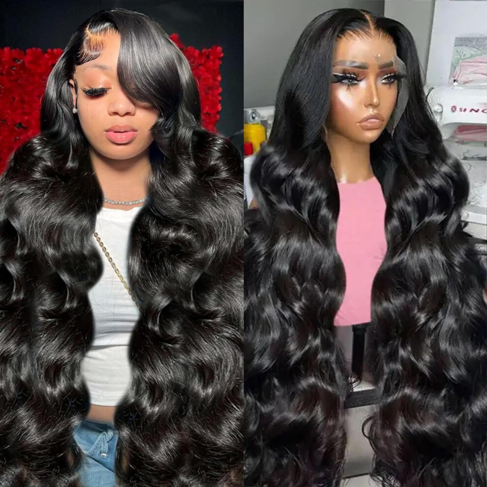 Padise Unisex 32Inch 13X6 Lace Front Wigs Human Hair Body Wave 200% Density Hd Transparent Lace Frontal Wigs Body Wave Pre Plucked Glueless Wigs Human Hair For Wome