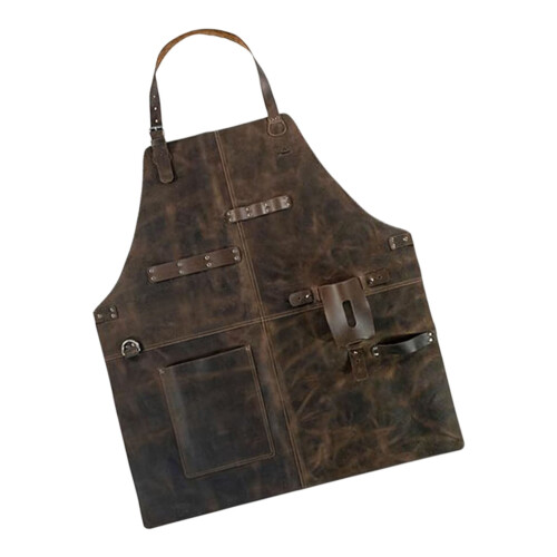 Traditional Brown PU Apron For Cooking Cleaning And Kitchen