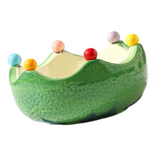 Lemon Style Porcelain Serving Tray Includes 6 Fruit Forks-Green