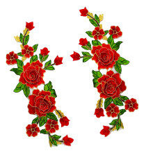 Water Soluble Flower Embroidered Appliques Sewing On-Red