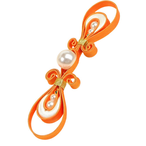 Decorative Silk Knot Button With Beads Designs For-Ora nge
