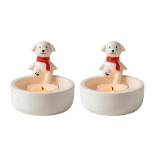 Cartoon Dog Warming Its Paws Cute Tealight Candle Holders Dog-2