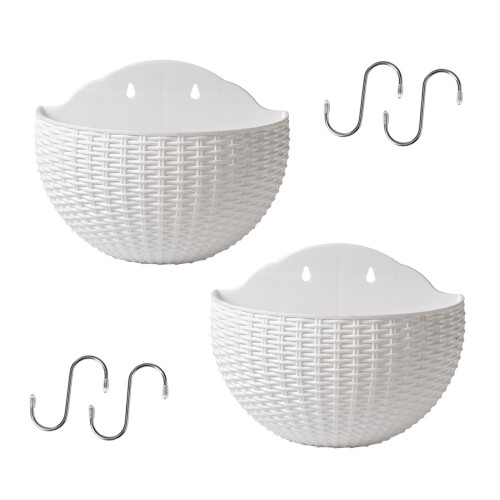 Garden Wall Mounted Flower Pot Handmade Hanging Modern-White