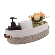 Natural Cotton Rope Oval Storage Basket Featuring Sturdy-3