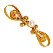Elegant Chinese Styles Satins Frogs Button With Golden-Gilt