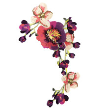Water Soluble Flower Embroidered Sticker Sewing On-Purple