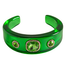 Offenes Kreisarmband aus Kunstharz im Retro-Design mit-Grün