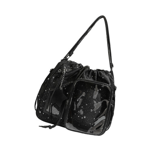 Modischer Nylon-Rucksack mit verstellbarem Riemen,-Schwarz
