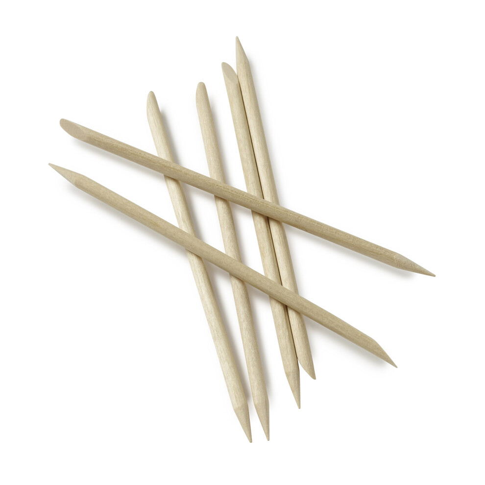 Manicare Orange Cuticle Sticks, Pack Of 6, Wooden Sticks, Multifunctional Dual Ended Cuticle Pusher Cleaner And Remover, Nail Art, Overgrown Cuticles