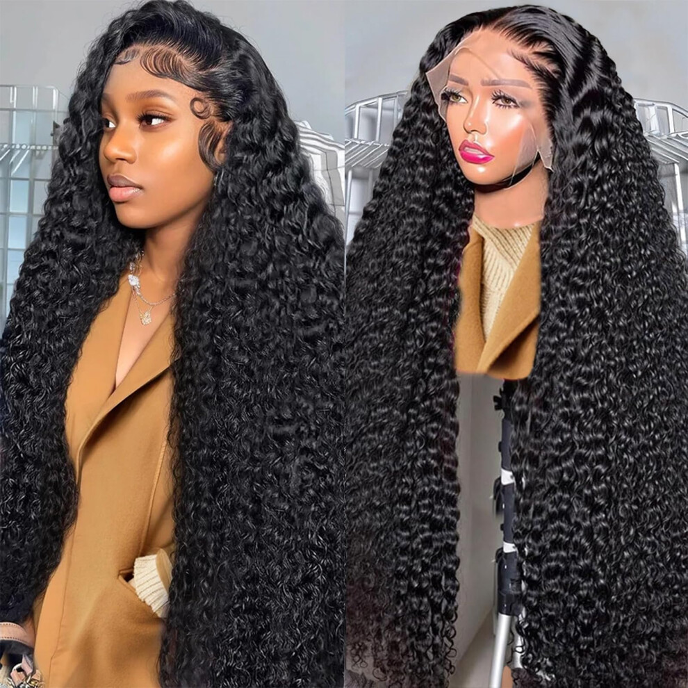 Noxlouis Unisex Deep Wave Lace Front Wigs Human Hair Wig For Woman 13X4 Hd Deep Curly Lace Front Wig Human Hair Pre Plucked With Deep Wave Lace Frontal Wigs