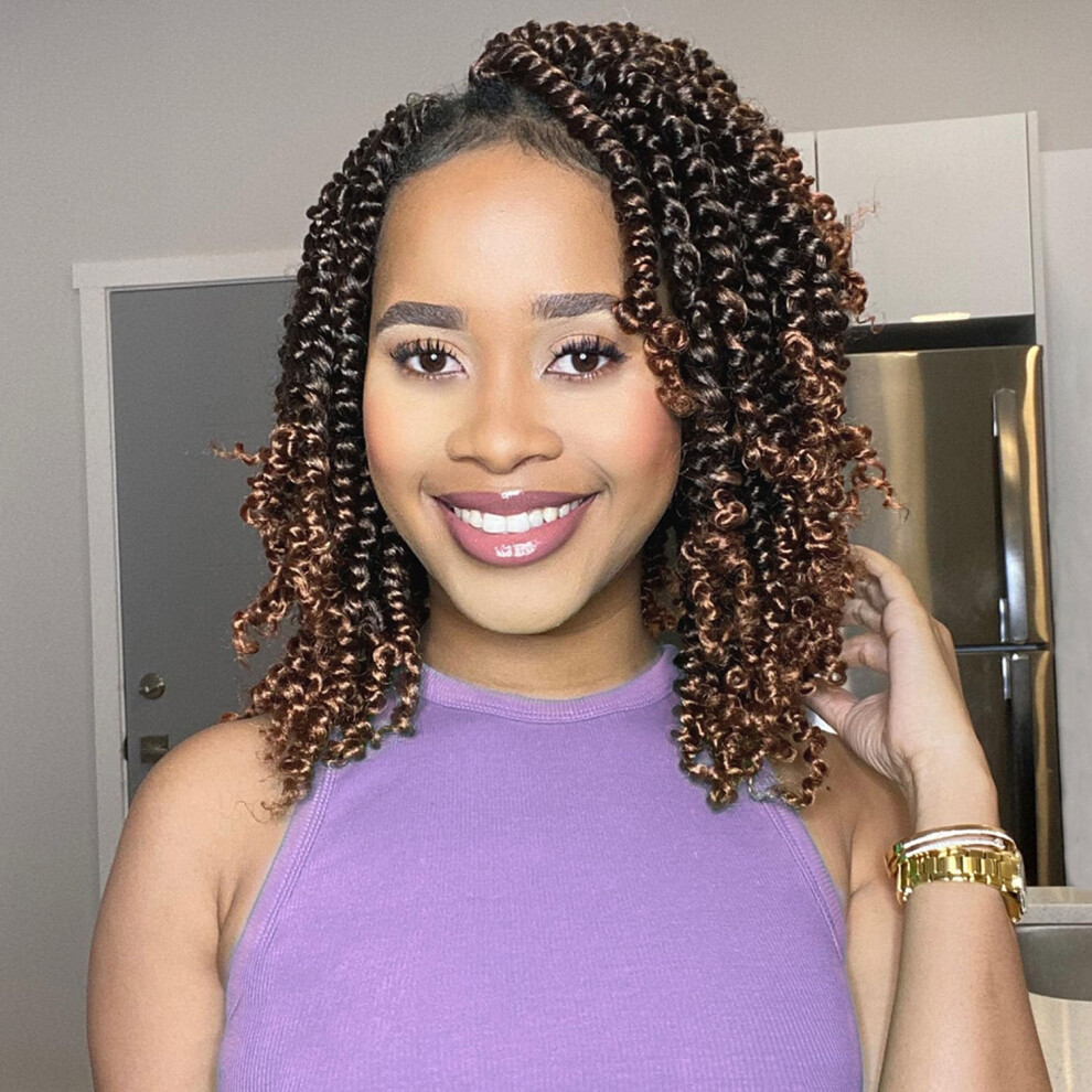 Miss Sula Passion Twist Hair-Pre-Twisted Passion Twists,Pre-Looped Crochet Braids Made Of Bohemian Hair Synthetic Braiding Hair Extensions (10 Inch (P