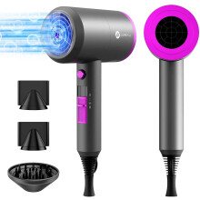 slopehill Professionell Ionic Hårfön, Kraftfull 1800W Snabbtorkande Låg ljud Fön med 2 Concentrator Munstycken 1 Diffuser