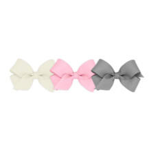 Wee Ones Meisjes 3-delige Set Effen Grosgrain Variëteitspakket met WeeStay Antislip Haarspeld, Mini, Antiek Wit, Parelroze en Grijs