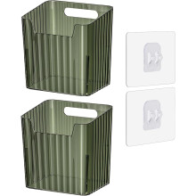 Wall-Mounted Clear Plastic Organizer Basket Set – 2 Pack