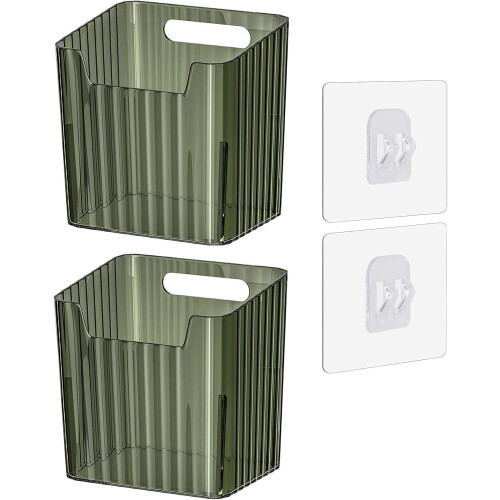 Wall-Mounted Clear Plastic Organizer Basket Set – 2 Pack