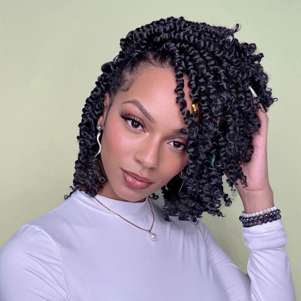 Miss Sula Passion Twist Hair-Pre-Twisted Passion Twists,Pre-Looped Crochet Braids Made Of Bohemian Hair Synthetic Braiding Hair Extensions (10 Inch (P