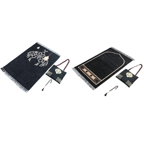 Stylish 2 Piece Chenilles Blanket Scarf Combo With-Black 1