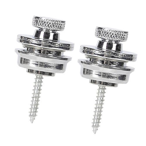 Set of 2 Guitar Strap Locks Antislip Guitar Pins Strap-Silver L