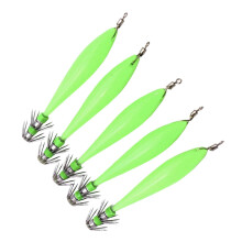 5Pcs Shrimp Lure Baits Squid Jig Fishing Lures Glow Jig Hook