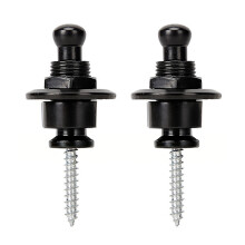 Set of 2 Guitar Strap Locks Antislip Guitar Pins Strap-Black M