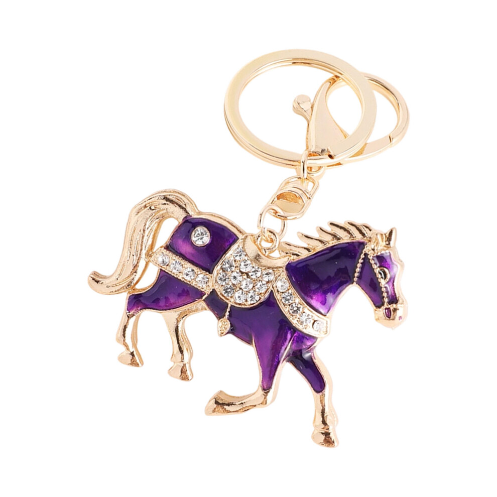 Alloy Rhinestones Keychain For Purse Backpack Lovely- Purple 7754004277007