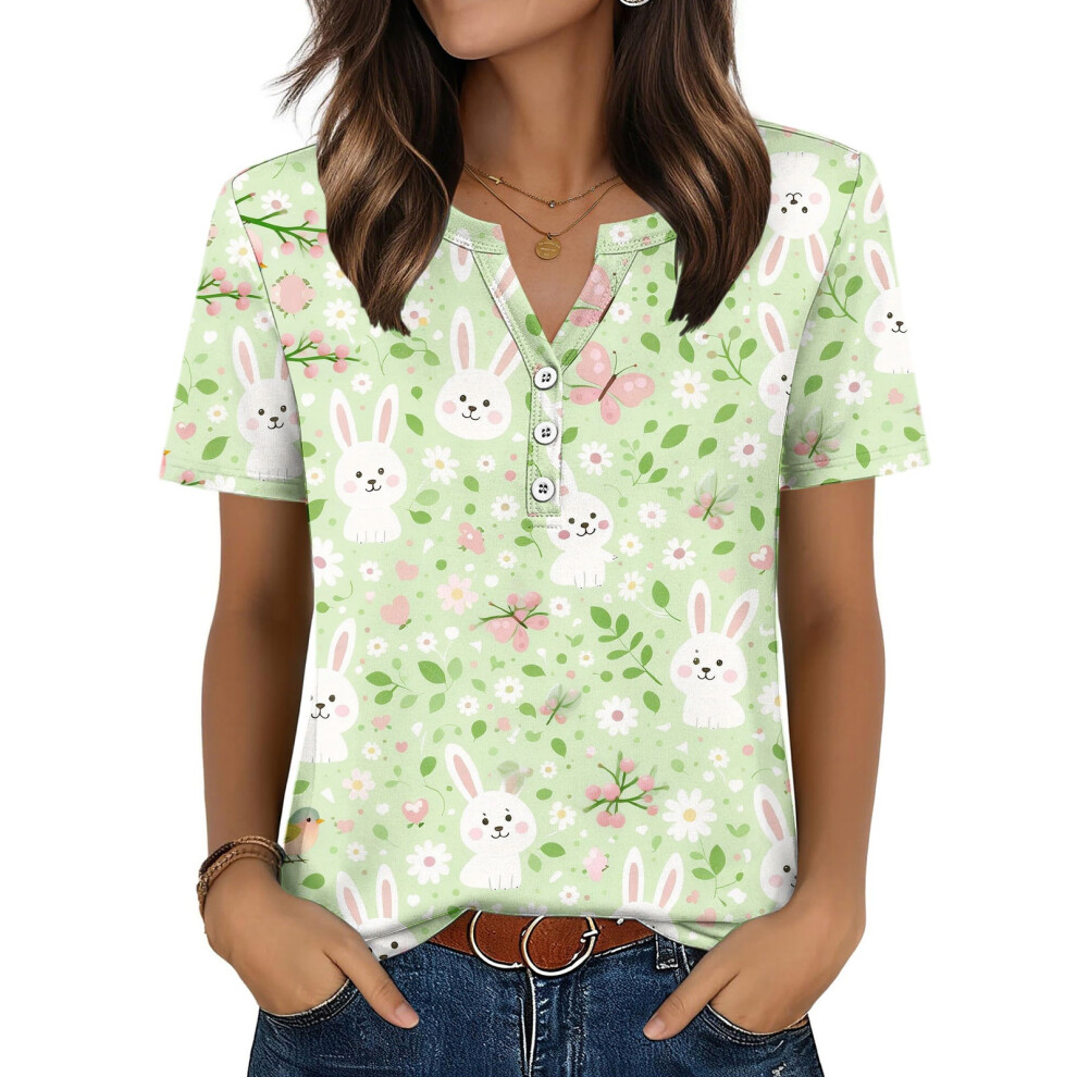 Women's Easter Top, Cute Easter Bunny Shirt, Casual-Mint M