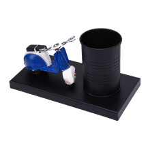 Blaues L-Motorradmodell: runder Stiftehalter, 11,11 oz