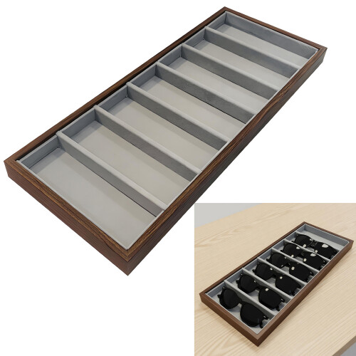 Elegant Wood Eyeglass Display Case With Soft Lining For-12 Pay 2