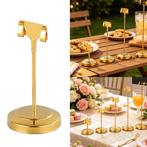 Premium Metal Menu Card Holders Suitable for Buffets-Gold 15cm 2