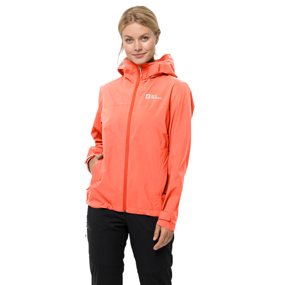 Jack Wolfskin (M, Digital ) Womens Elsberg 2.5L Recycled Waterproof Lightweight Jacket Orange