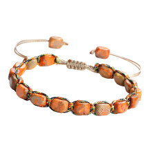 Natural Stone Beaded Wristband Handmade Bracelet For Men-Orange
