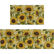 Sunflower Kitchen Rug Set of 2 – Non-Slip, Washable Floor
