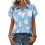 Women's Button-Down Shirts, Short Sleeve, V-Neck,-Blue M 1
