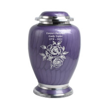 Cremation Urn for Human Ashes Adult Funeral Urn Personalised Purple Rose