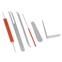 6-teiliges Reparaturset aus Stahl für Blasinstrumente – Silber