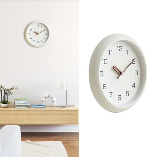 12in Silent Quartz Round Clock Creamy White 1xAA