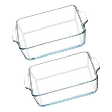 2PCS Small Glass Bakeware with Excellent Heat Distribution-0.8L
