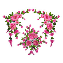 Flower Embroidered Applique Sewing on Polyester Sticker-Pink