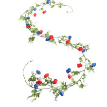 Red White Blue Flower Wreath For Independence Day Festivities-B