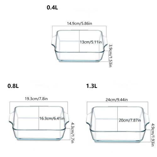 2PCS Small Glass Bakeware with Excellent Heat Distribution-0.8L 1