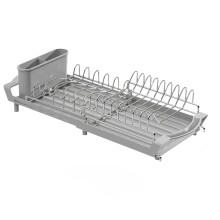 Égouttoir à vaisselle en métal convertible peu encombrant-Gris
