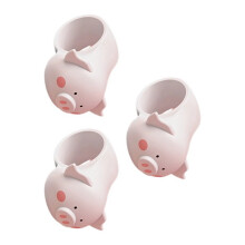 Elastische Türgriff-Stoßstange mit Schwein-Figur, 3 Stück,-Weiß