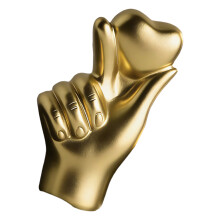 Handfigur in Herzform, 11 cm hoch, bruchsicheres Kunstharz,-Gold