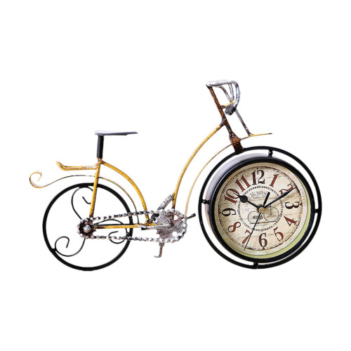 Horloge de bureau décorative en métal, horloge de Table-Jaune