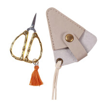Antique Alloy Embroidery Scissors with Leather Protective-Gold