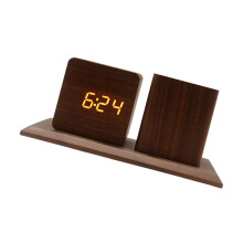 Horloge de bureau en bois fonctionnelle, avec affichage de-Brun